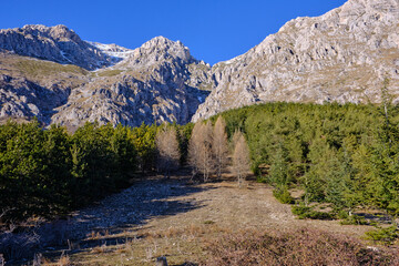 Mountain scene at  Sirente Velino Natural Regional Park in Abruzzo, Italy