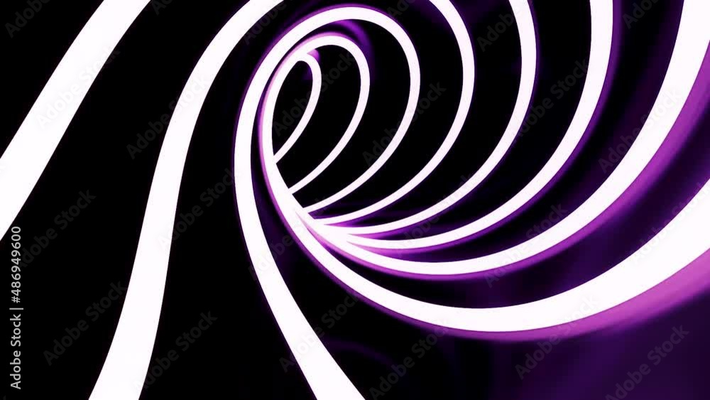 Poster Black background. Design.Bright shiny lines make up a tunnel that moves forward in abstraction.