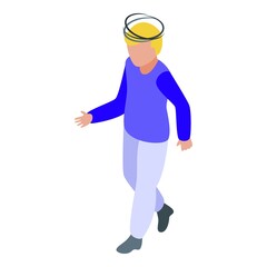 Kid dizzy icon isometric vector. Vertigo sick. Head feeling