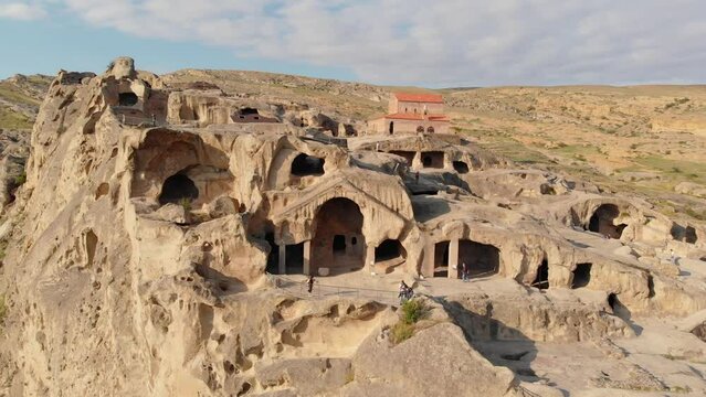 Aerial view of the Uplistsikhe cave town near Gori city in Georgia
