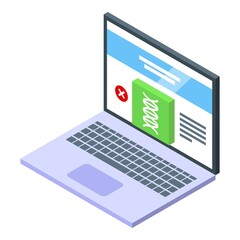 Laptop id icon isometric vector. Online write. Web scan