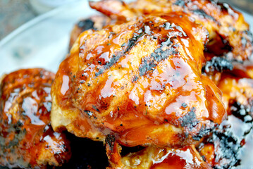 Grilled Juicy Chicken Thighs on a Hot Summer Day	