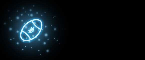 The concept of virtual sports games in the form of an icon rugby ball hologram with copy space
