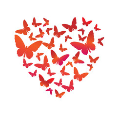 Heart made of bright butterflies. - 486951820