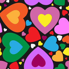 Seamless background with bright hearts. - 486951821