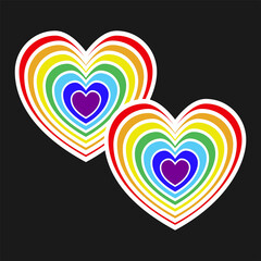 Card template with two bright rainbow hearts. - 486951822