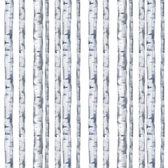 Seamless pattern of a birch tree.Deciduous tree.Watercolor hand drawn illustration.White background.