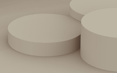 Abstract 3d brown color cylinder podium minimal studio background.