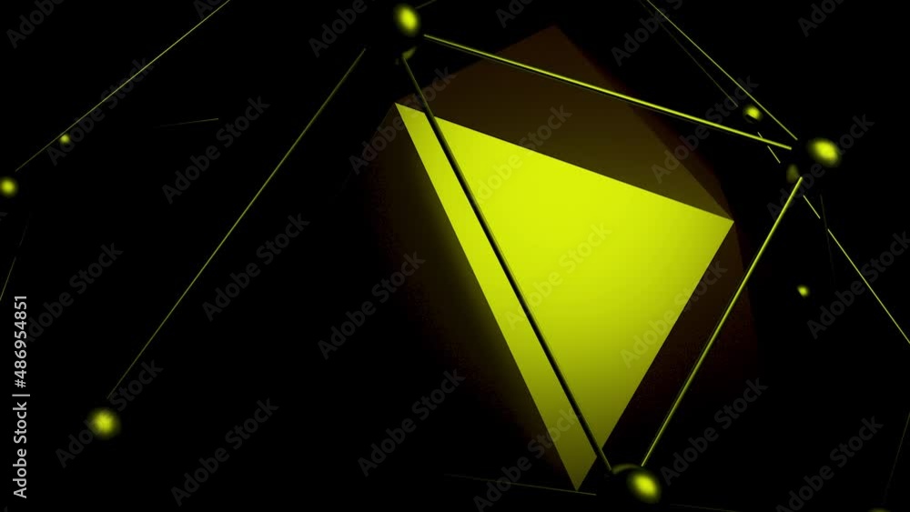 Poster black background.design. a dark green cube in 3d on top trimmed with lines and circles in abstractio