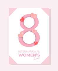 International Women's Day Flyer Template. 8 march. Happy Women's Day concept. Vector templates with cute women for card, poster, flyer.
