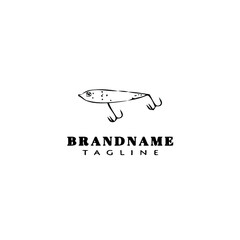 fishing lure logo cartoon design template icon black isolated vector