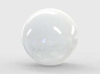 3d ball white light texture of reflection on rough bubble isolated on white background. Abstract bubble glossy 3d geometric shape object illustration render.