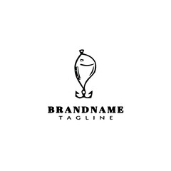 fishing lure logo cartoon design template icon black isolated vector