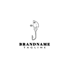 fishing lure logo cartoon design template icon black isolated vector