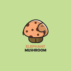 Elephant Mushroom Logo Design Vector
