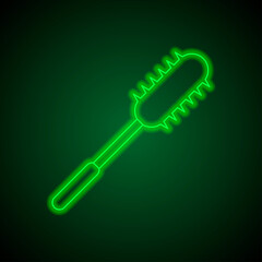 Mace simple icon vector. Flat desing. Green neon on black background with green light.ai