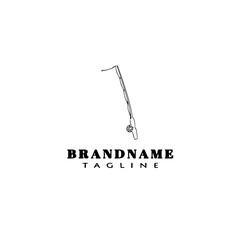 fishing rod logo cartoon design template icon black isolated vector illustration