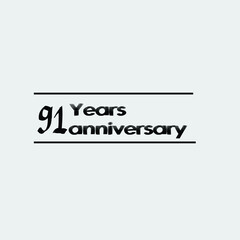 91 year anniversary rise vector, icon,logo, stamp illustration