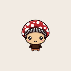 Cute Mushroom Cartoon Logo Design