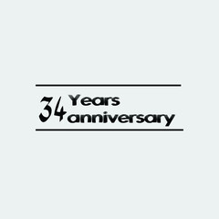 34 year anniversary rise vector, icon,logo, stamp illustration