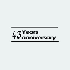 43 year anniversary rise vector, icon,logo, stamp illustration