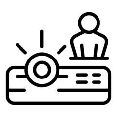 Seminar projector icon outline vector. Conference chat. Web internet