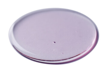 Sample of transparent shower gel on white background