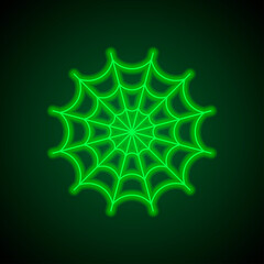 Web simple icon. Flat desing. Green neon on black background with green light.ai