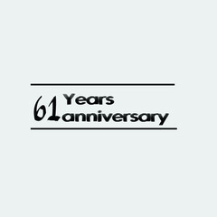 61 year anniversary rise vector, icon,logo, stamp illustration
