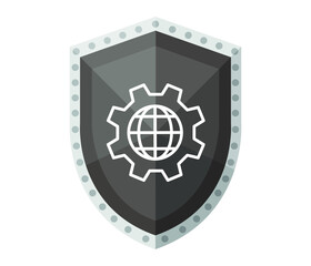 Security Services Icon. data protection. gear and shield symbol. editable vector.
