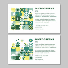 Obraz na płótnie Canvas Microgreens business card template square vector set. Social media post layout flat design. Geometric element. Web banner.