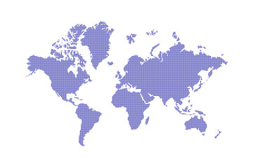 Blue dotted World map on white background
