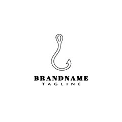 Fototapeta premium fishing hook logo cartoon design template icon black isolated vector illustration