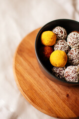 yellow coconut nut candies and sweets made from natural ingredients handmade