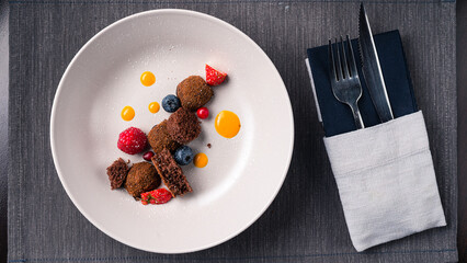 Fresh delicious puff pastry with sweet berries