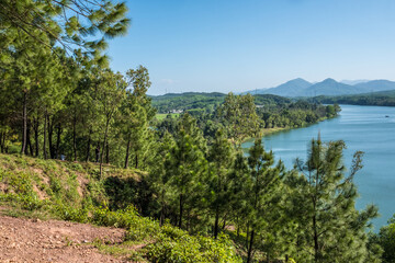 lake and mountains in Huế