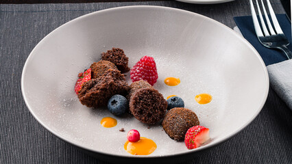 Fresh delicious puff pastry with sweet berries