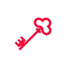 Isolated vector image on a white background. Vintage door key.