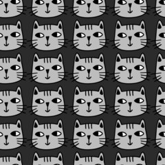 Cute cartoon cats seamless pattern. Vectorprint for t shirt, textile, fabric