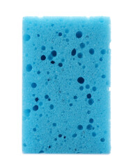 Light blue cleaning sponge isolated on white