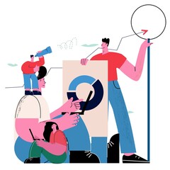 Business analysis, project stats management, market research flat vector illustration design for mobile and web graphics