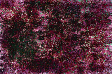 Green dots on burgundy background watercolor patchwork art background