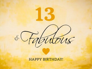 13th birthday card wishes illustration