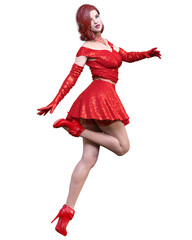 Beautiful woman in short evening mini dress.