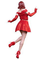 Beautiful woman in short evening mini dress.