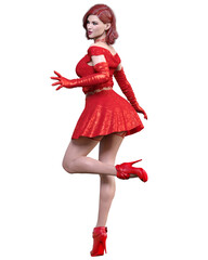 Beautiful woman in short evening mini dress.