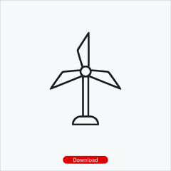 Wind turbine - icon vector icon. Editable stroke. Linear style sign for use web design and mobile apps, logo. Symbol illustration. Pixel vector graphics - Vector