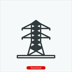 Electric tower - icon vector icon. Editable stroke. Linear style sign for use web design and mobile apps, logo. Symbol illustration. Pixel vector graphics - Vector
