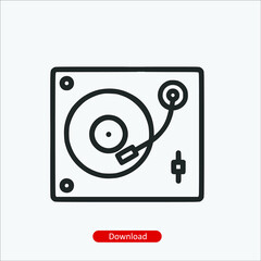 Turntable - icon vector icon. Editable stroke. Linear style sign for use web design and mobile apps, logo. Symbol illustration. Pixel vector graphics - Vector