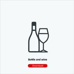 Bottle and wine - icon vector icon. Editable stroke. Linear style sign for use web design and mobile apps, logo. Symbol illustration. Pixel vector graphics - Vector